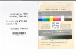 Entnazifizierung Friedrich Roessing , geb. 26.10.1897 (Baeckermeister)