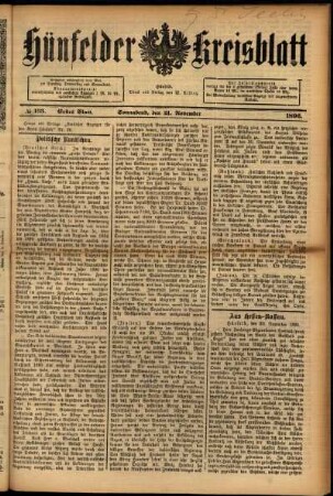 Ausgabe vom Samstag, den 21. November 1896.
