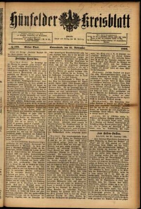 Ausgabe vom Samstag, den 21. November 1896.