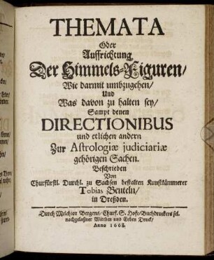 Themata Oder Auffrichtung Der Himmels-Figuren.