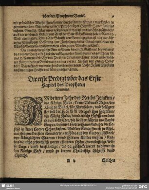 Die erste [- andere] Predigt uber das Erste Capitel des Propheten Danielis