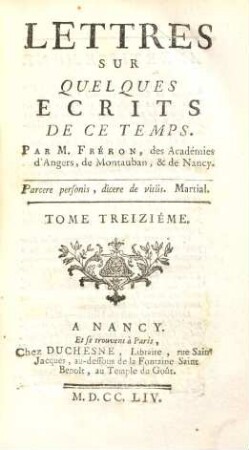Lettres sur quelques ecrits de ce tems, 13