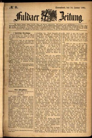 Ausgabe vom Samstag, den 14. Januar 1882.