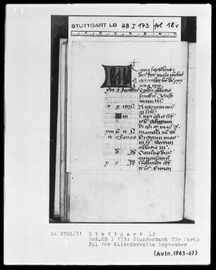 Lateinisches Stundenbuch — KL-Ligatur, Folio 18verso