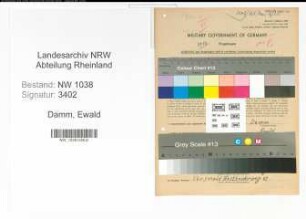 Entnazifizierung Ewald Damm , geb. 20.08.1889 (Lokfuehrer)