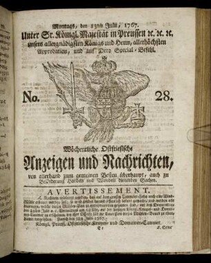 No. 28. Montags, den 13ten Julii, 1767.