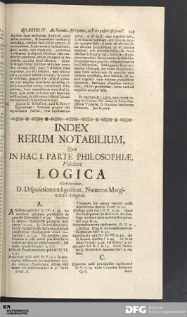 Index Rerum Notabilium