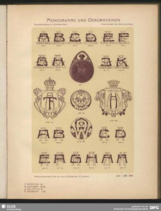 Adels-Monogramme mit Krone und einzelnen Buchstaben, Dekorationen [Allgemein, Uhren, Schilder]