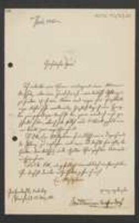 Brief von Felix von Thümen an Unbekannt
