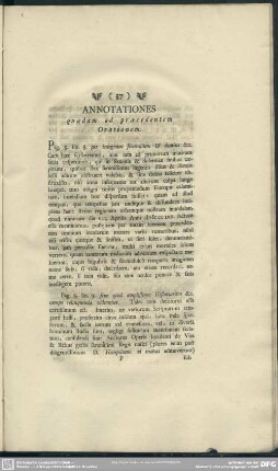 Annotationes quaedam ad praecedentem Orationem