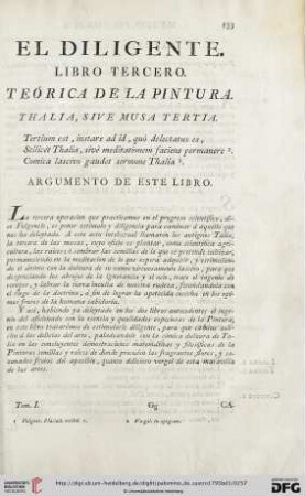 El diligente. Libro tercero. Teórica de la Pintura. Thalia, sive musa tertia.