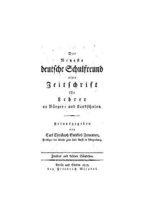 2/3: Der neueste deutsche Schulfreund - 1813