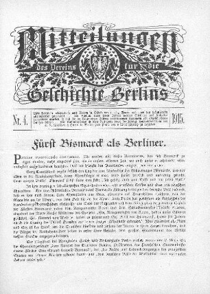 Fürst Bismarck als Berliner