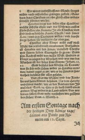 Am ersten Sontage nach der heiligen Drey Könige tage ...