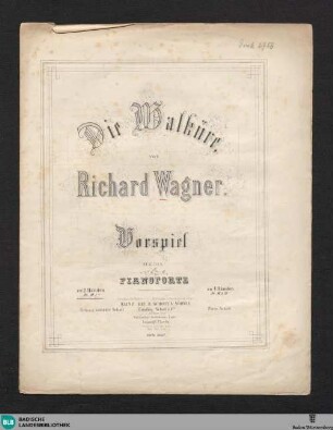 Die Walküre : Vorspiel für das Pianoforte zu 2 Händen
