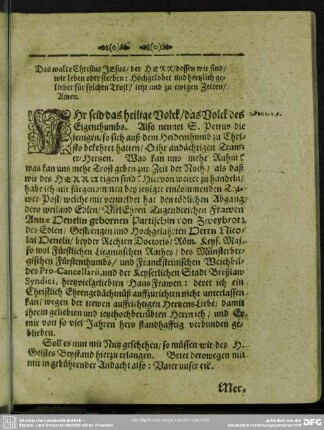 Leichenpredigt : Christliche LeichPredigt. [Eingang]. [Tecxt]. [Erklärung]