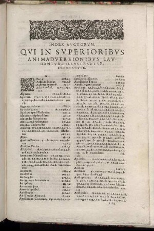 Index Auctorum, Qui In Superioribus Animadversionibus Laudantur, Illustrantur, Emendantur.