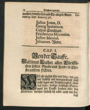Cap. I. Von der Tauffe.