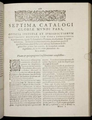 Septima Catalogi Gloriae Mundi Pars, Officia Iustitiae Et Iurisdictionum Continebit ... Unam & quinquaginta Considerationes complectens.