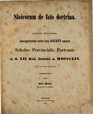 Stoicorum de fato doctrina : Programm