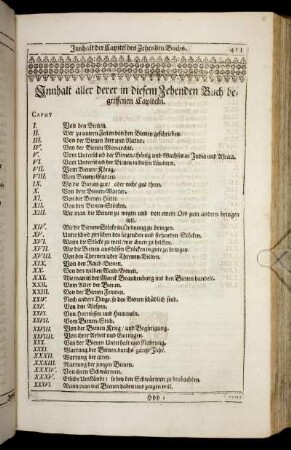 Inhalt aller derer in diesem Zehenden Buch begriffenen Capiteln.