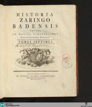 7: Historia Zaringo Badensis