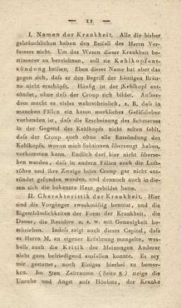 II. Charakteristik der Krankheit
