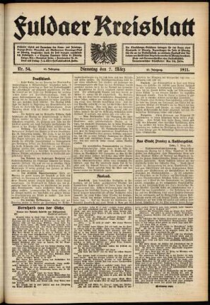 Ausgabe vom Dienstag, den 07. März 1911.