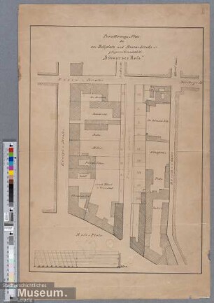 Parzellirungs-Plan des am Rossplatz und Bosen-Strasse gelegenen Grundstücks 'Schwarzes Ross'.