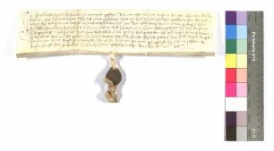 Elisabeth; Hedel Fischerin zu Öhringen (Orengew) beschwört ihre Leibeigenschaft; Siegel: Hans von Orn.