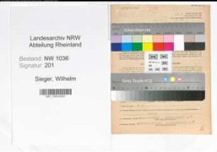 Entnazifizierung Wilhelm Sieger , geb. 14.01.1901 (Steiger)