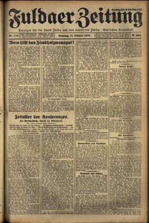 Erste Ausgabe vom Sonntag, den 13. Oktober 1929.
