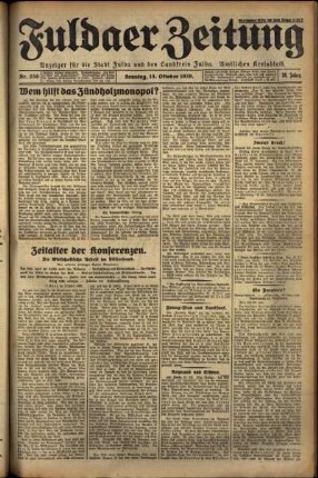 Erste Ausgabe vom Sonntag, den 13. Oktober 1929.