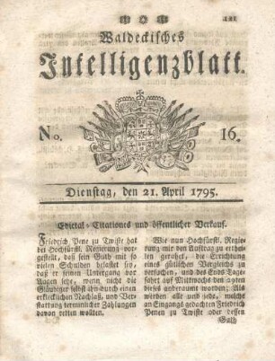 No. 16, Dienstag, den 21. April 1795
