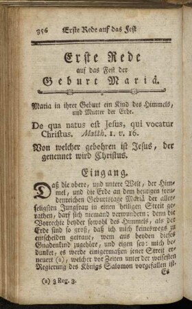 Erste Rede auf das Fest der Geburt Mariä