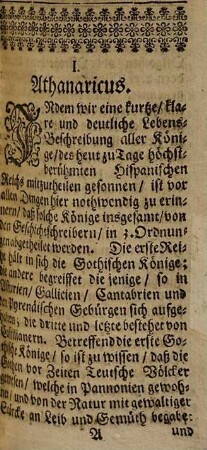 Der Könige in Hispanien Leben, Regierung und Absterben : Von dem ersten König Athanarico an, biß auf den itzt-regierenden König Carln den II.