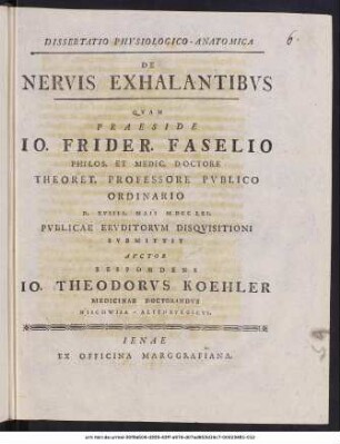 Dissertatio Physiologico-Anatomica : De Nervis Exhalantibvs