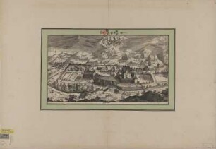 Ansicht von Hirschbach/Thüringen, Kupferstich, um 1750? : Hirschbach. - [S.l.] , [um 1750?]. - 1 Kunstbl. : Kupferst. ; 43 x 24 cm