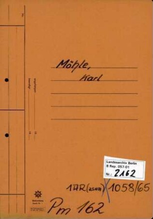 Personenheft Karl Möhle (*24.03.1908), Kriminalsekretär