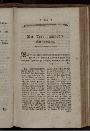 Der Tyrannenmörder. Eine Redeübung