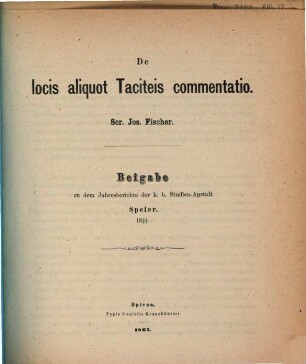 De locis aliquot Taciteis commentatio