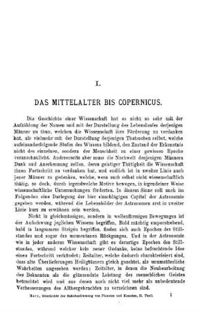 I - II. Das Mittelalter bis Copernicus. Copernicus.