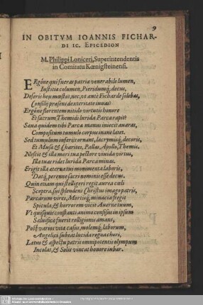 In Obitum ... Epicedion