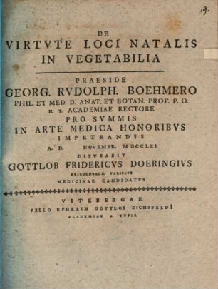 De virtute loci natalis in vegetabilia