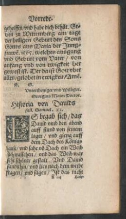 Historia von Davids fall. Samuel. XI.