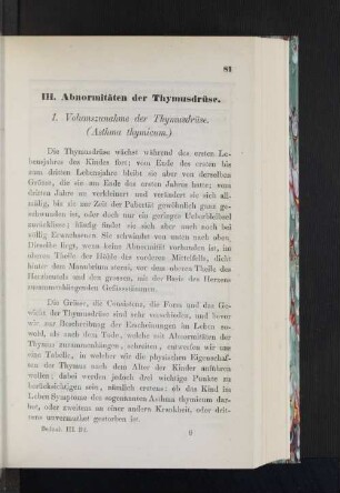 III. Abnormitäten der Thymusdrüse.