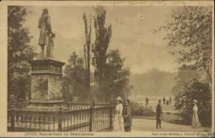 Leipzig, Rosental-Partie mit Gellert-Denkmal : Nach einem Gemälde v. Hermann Killian