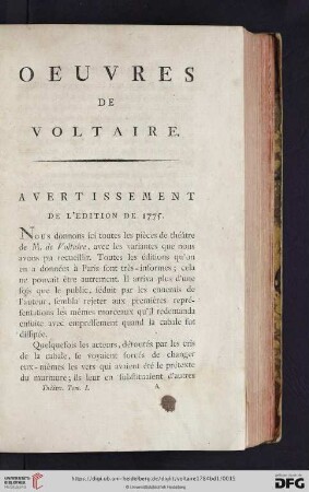 Avertissement de l'edition de 1775