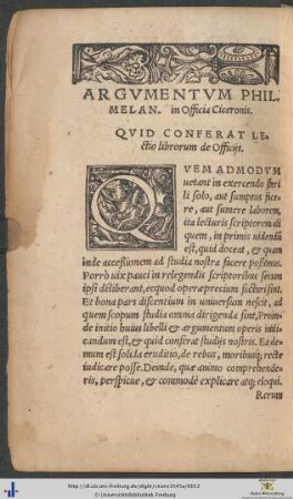 Argumentum Philippi Melanchthonis in Officia Ciceronis
