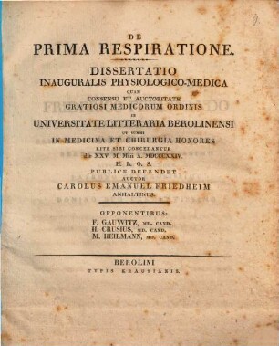 De prima respiratione : Diss. inaug. physiol. med.